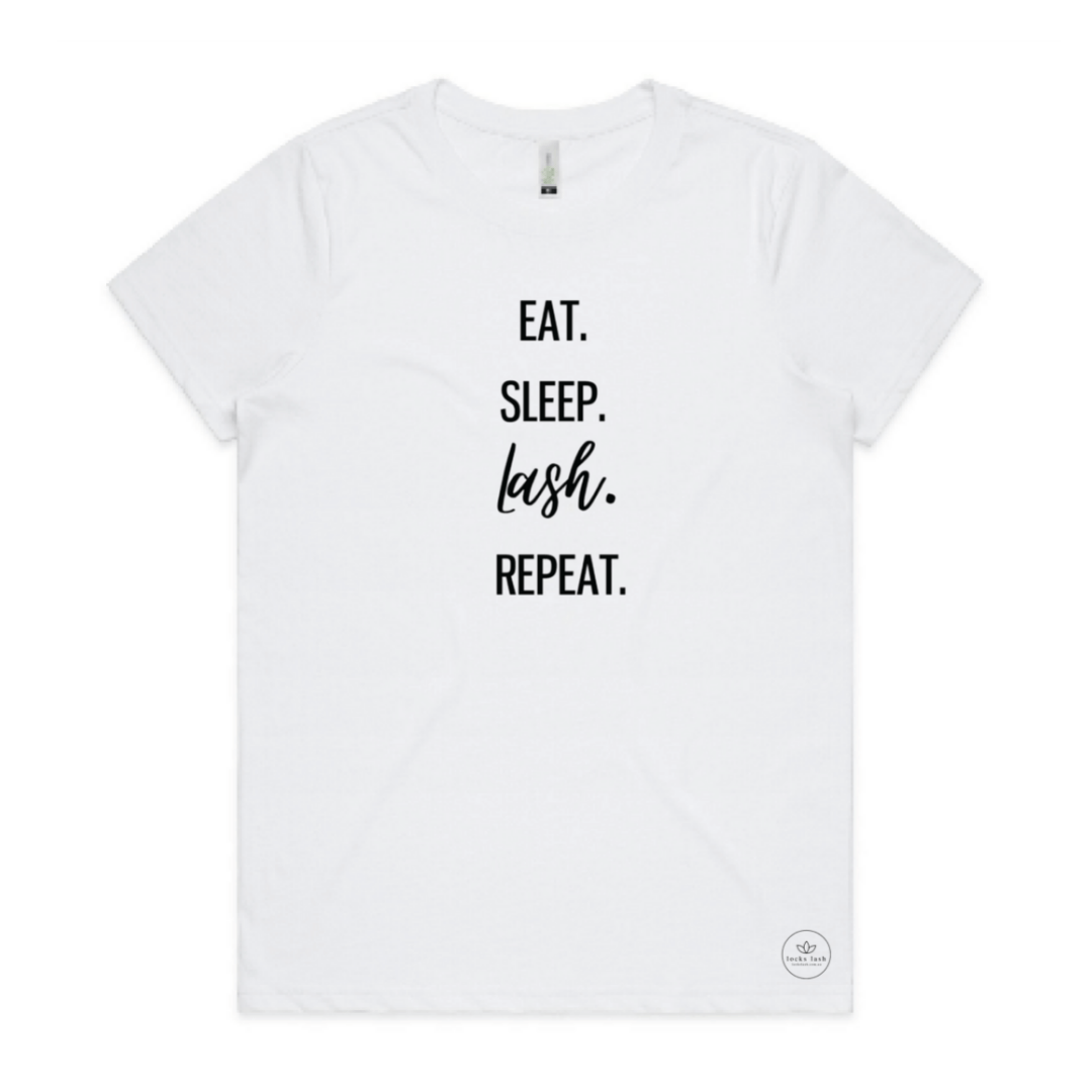 'Eat Sleep Lash Repeat' | Short Sleeve Organic Cotton T Shirt