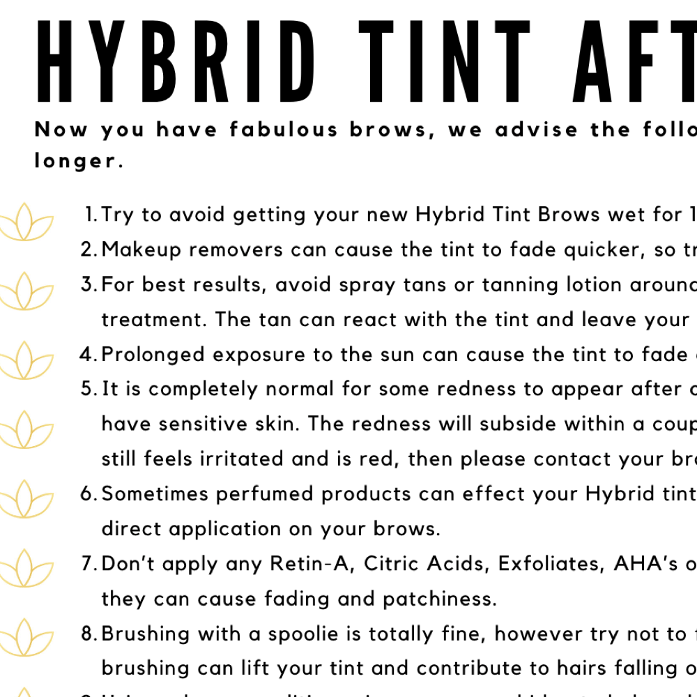 Downloadable Hybrid Brow Aftercare Card