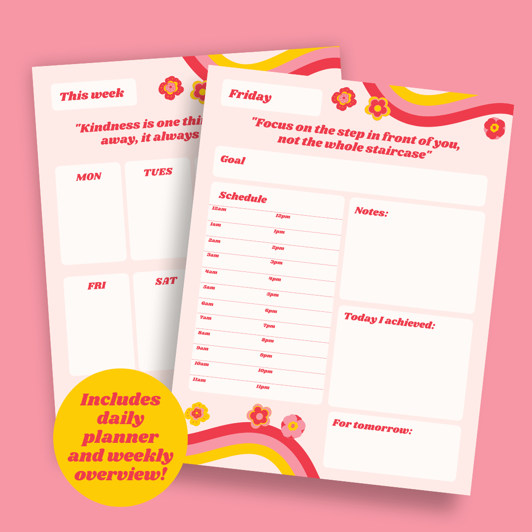 Downloadable Daily Planner and Achievement Diary (7days)