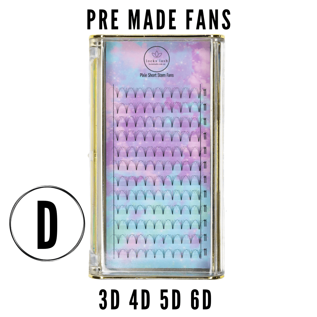 D CURL 0.07 | Premade Eyelash Extension Fans | 'Pixies' Short Stem