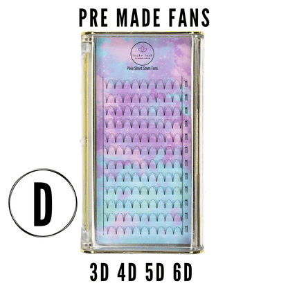 D CURL 0.07 | Premade Eyelash Extension Fans | 'Pixies' Short Stem