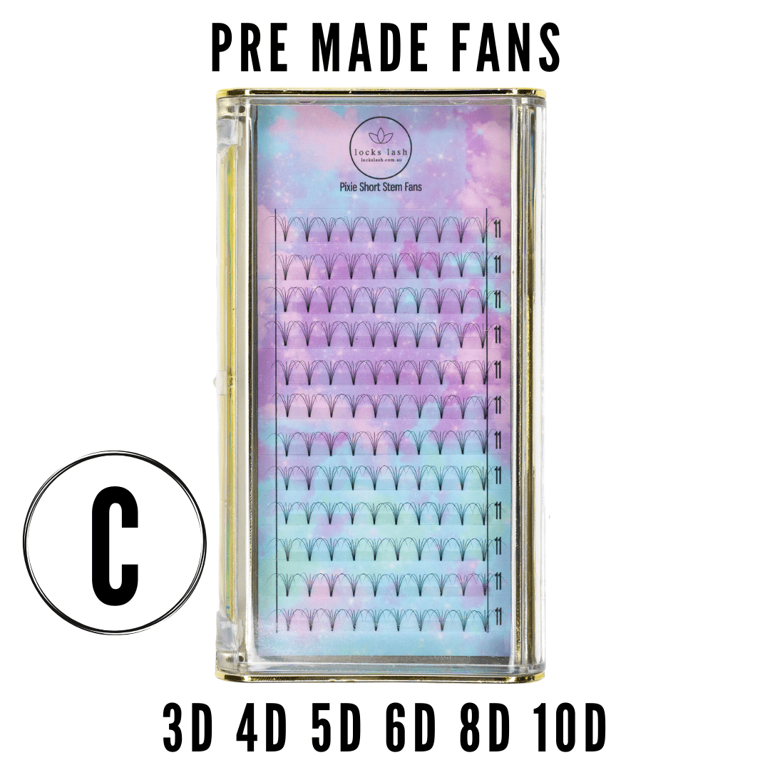 C CURL 0.07 | Premade Eyelash Extension Fans | 'Pixies' Short Stem