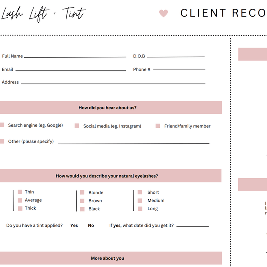 FREE Lash Lift Consultation Forms